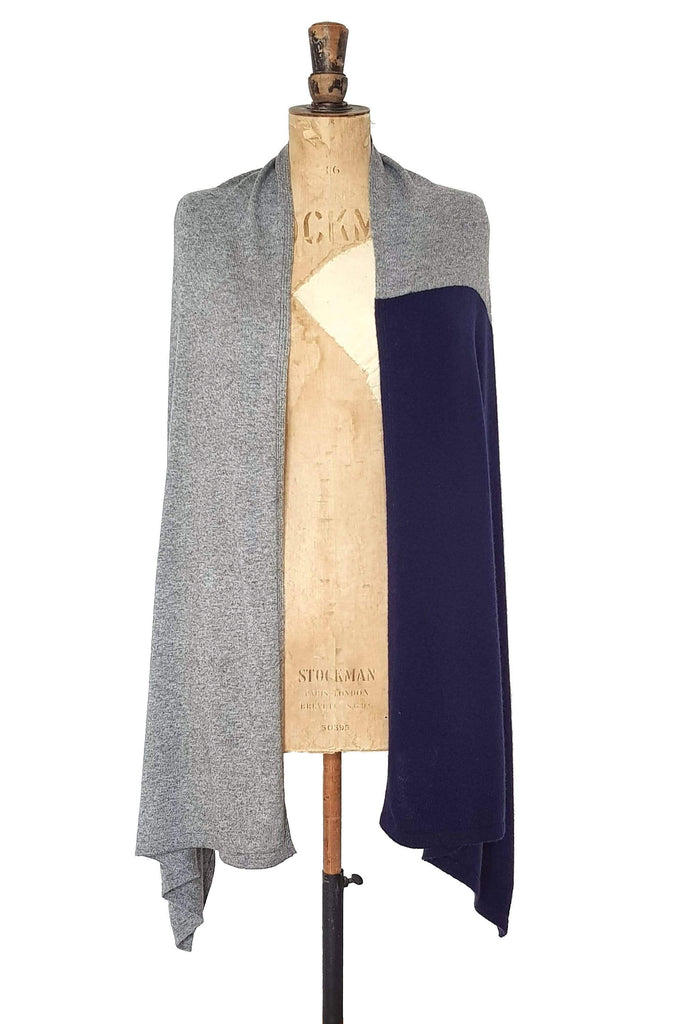 Navy Blue & Grey Two Tone Wrap - The Curious Yak - Online Scarf Store