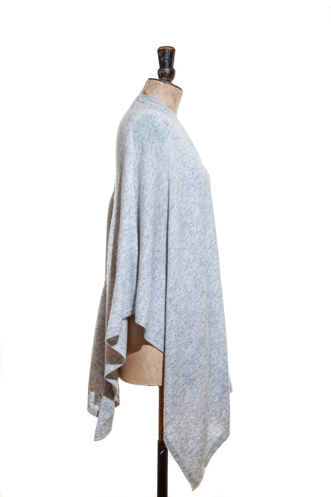Open Light Grey Poncho - The Curious Yak - Online Scarf Store