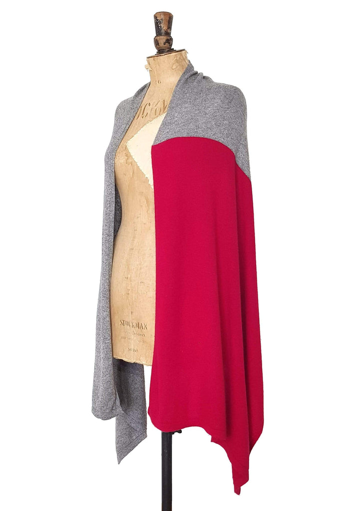 Red & Grey Two Tone Wrap - The Curious Yak - Online Scarf Store