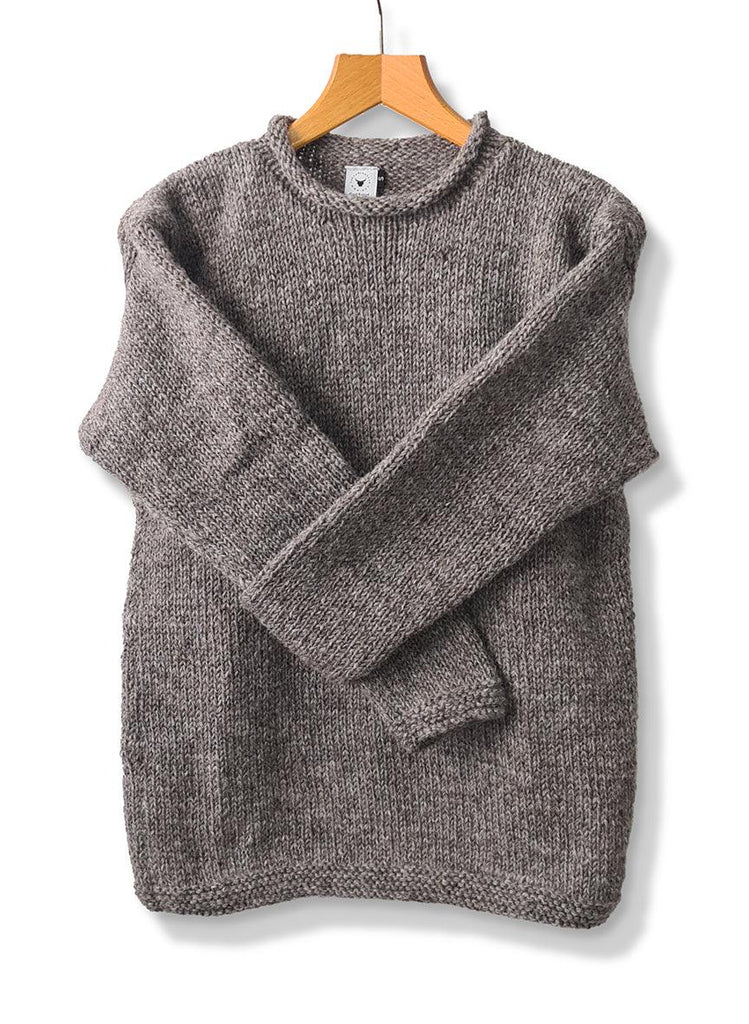 Brown 100% Wool Hand-Knitted Fishermans Jumper - The Curious Yak - Online Scarf Store