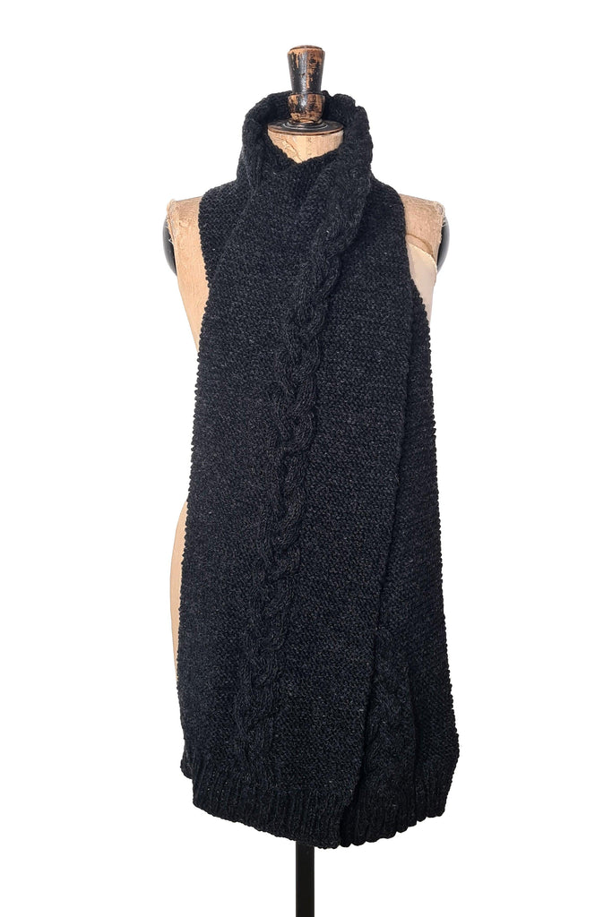 Charcoal Hand Knitted Scarf - The Curious Yak - Online Scarf Store