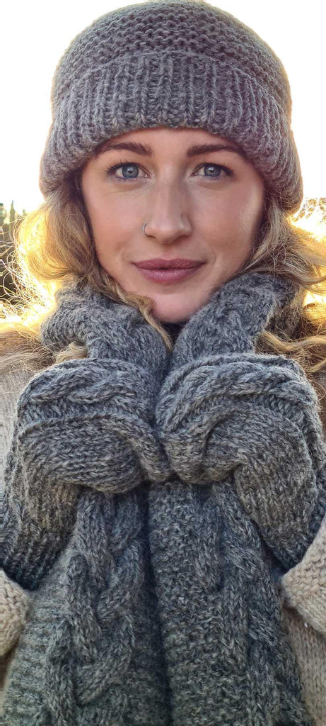 Grey Hand Knitted Scarf - The Curious Yak - Online Scarf Store