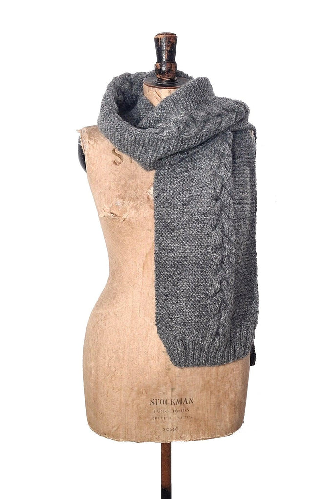 Grey Hand Knitted Scarf - The Curious Yak - Online Scarf Store