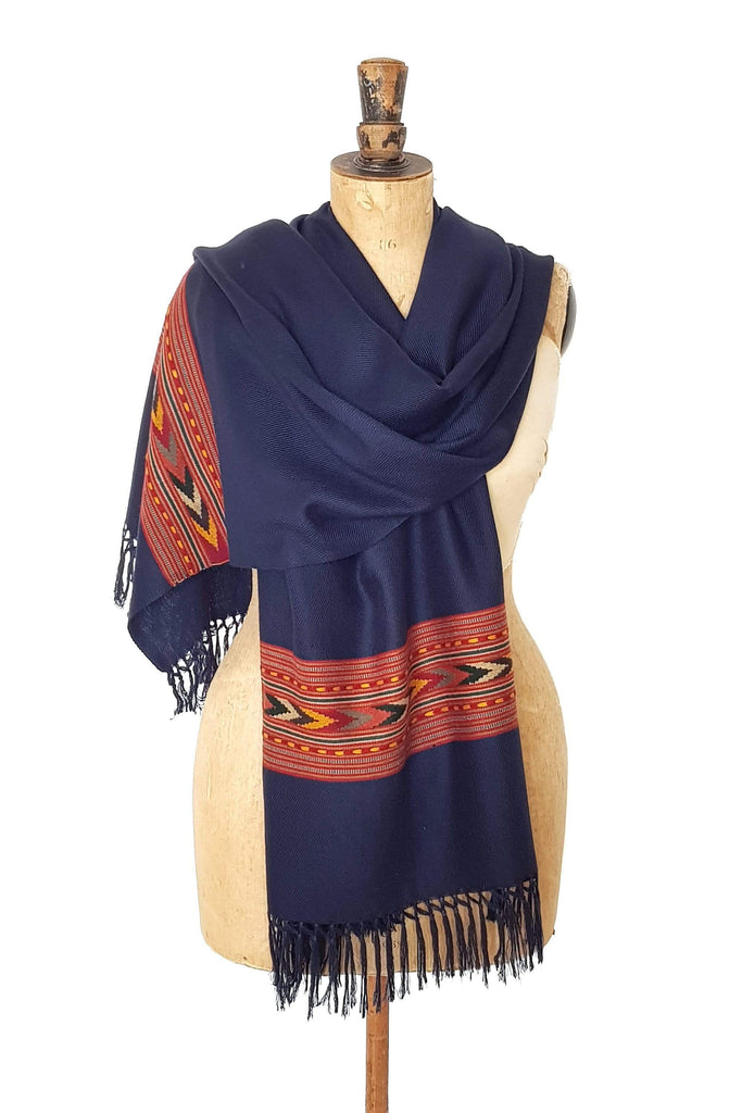 Navy Kulla Handwoven Scarf - The Curious Yak - Online Scarf Store