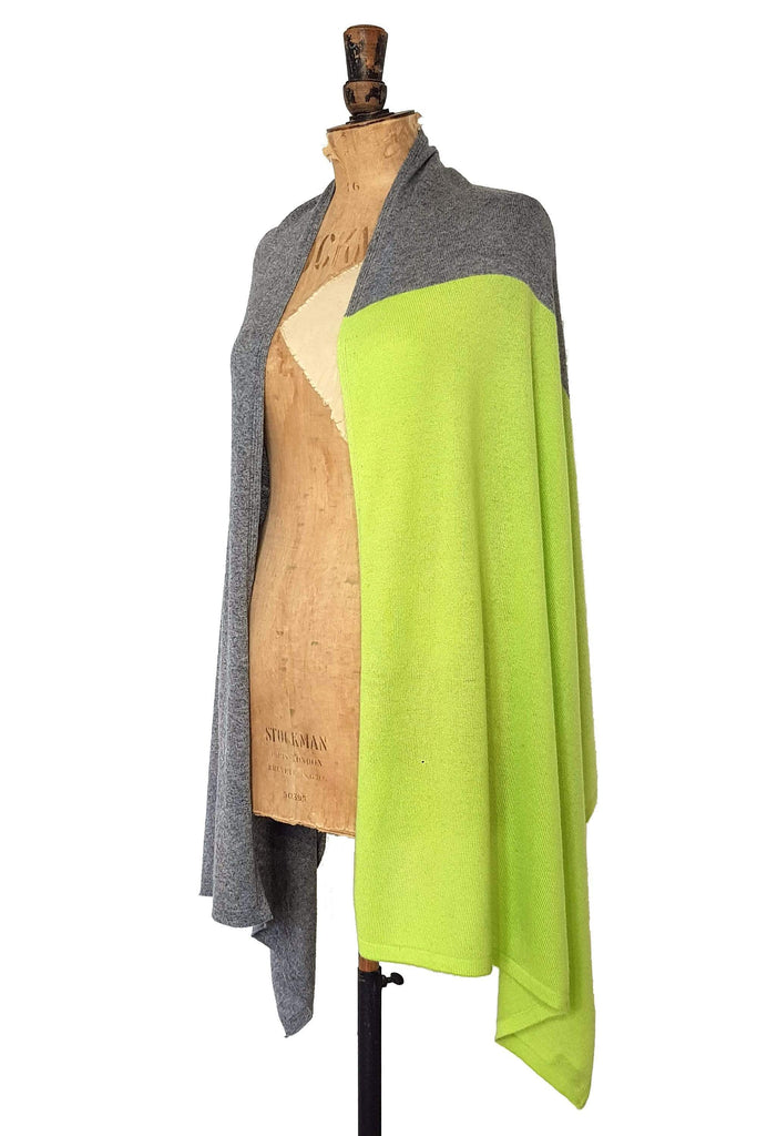 Lime Green & Grey Two Tone Wrap - The Curious Yak - Online Scarf Store