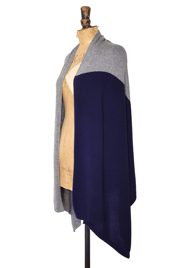 Navy Blue & Grey Two Tone Wrap - The Curious Yak - Online Scarf Store