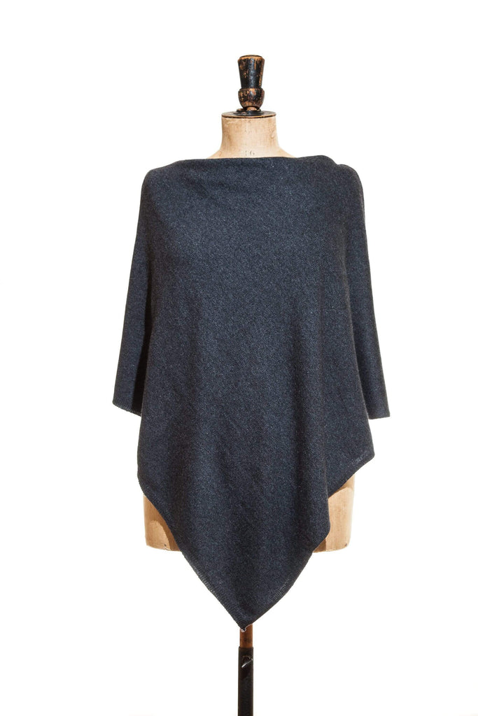 Plain Charcoal Poncho - The Curious Yak - Online Scarf Store
