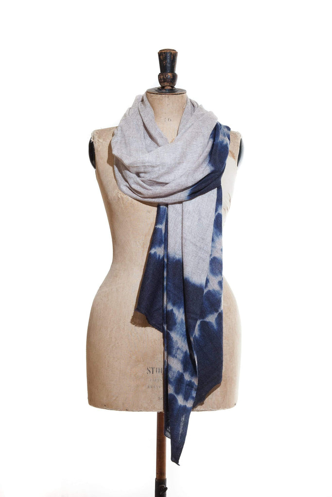 Tie Dye Blue Cashmere Scarf - The Curious Yak - Online Scarf Store